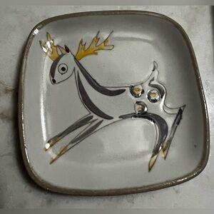 Glidden Pottery Menagerie #35 Trinket Ernest Sohn 1950s Hand Painted Deer MCM